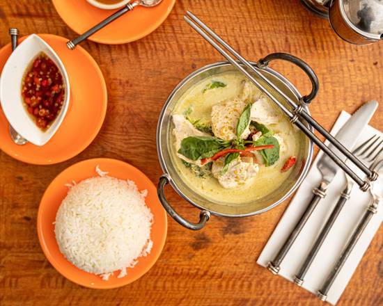 Green Curry with Steamed Rice 🌶️🌶️