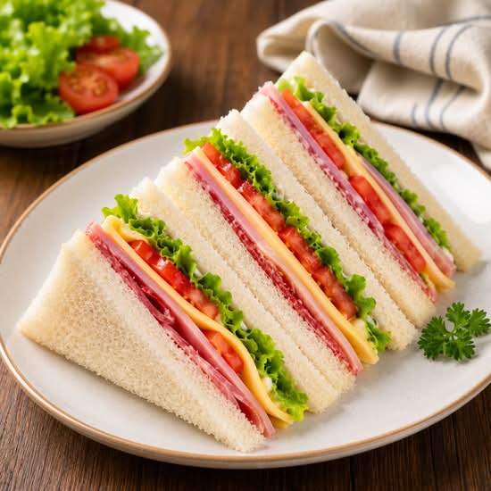 Ham Salami cheese salad sandwich
