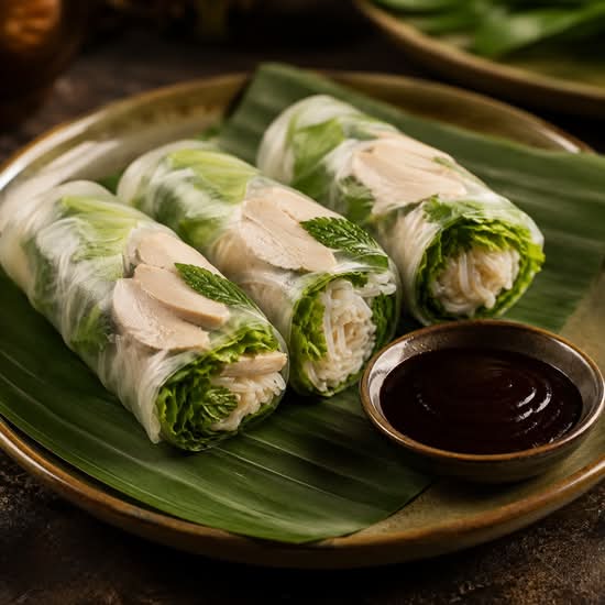 Chicken rice paper rolls