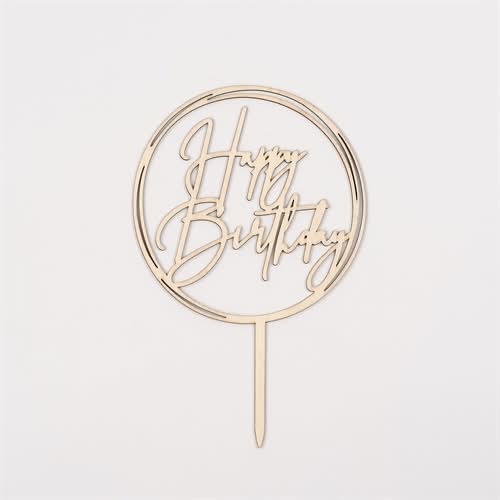 Topper Happy B/Day Rnd - Wood