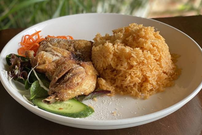 Crispy Chicken with Red Rice