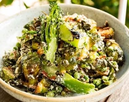 Warm Charred Greens Salad