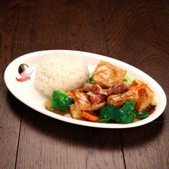 Fried Bean Curd in Oyster Sauce with Rice