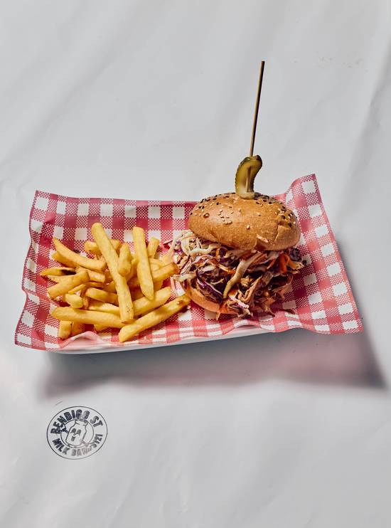 Braised Beef Burger With Fries (12 Hour Slow Cooked)