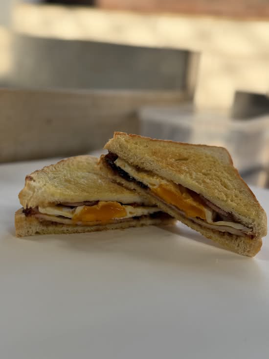 Bacon and Egg Toasty with Barbecue Sauce