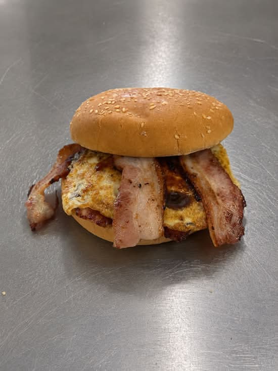 Bacon, Egg, Cheese and Barbecue Sauce Muffin