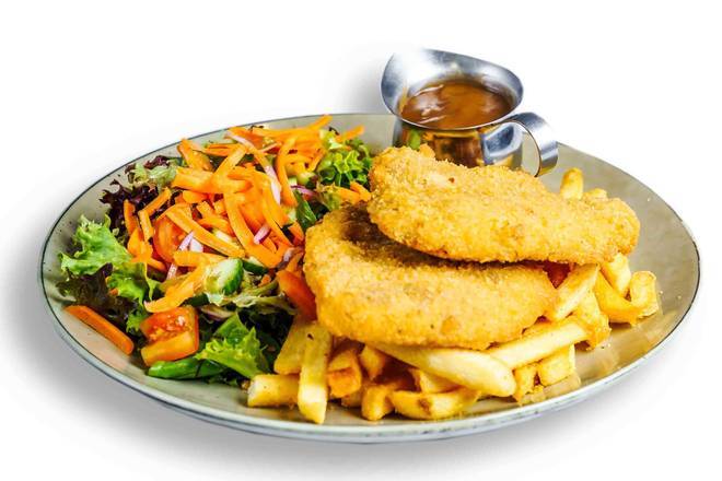 Chicken Schnitzel Chips Salad