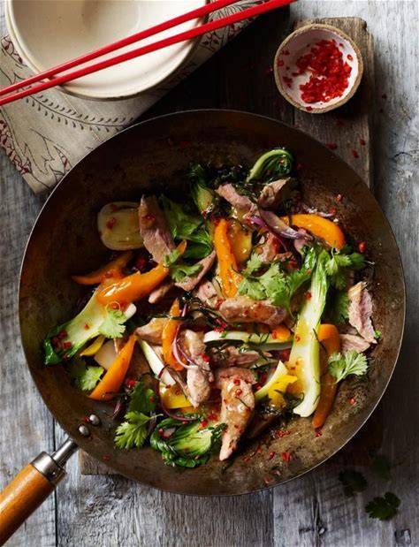 Roasted Duck Basil Stir Fry