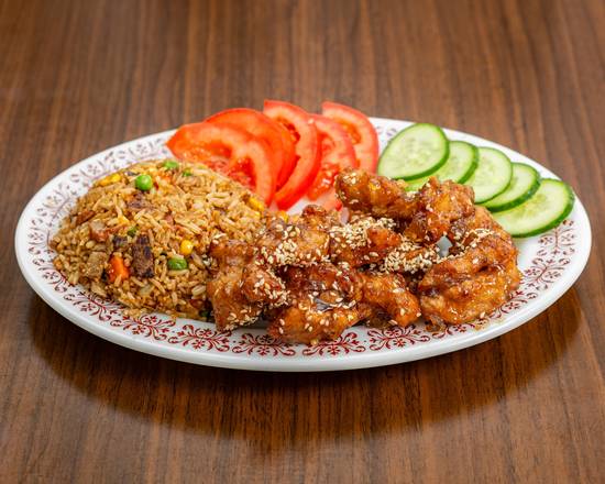 Honey Chicken and Fried Rice