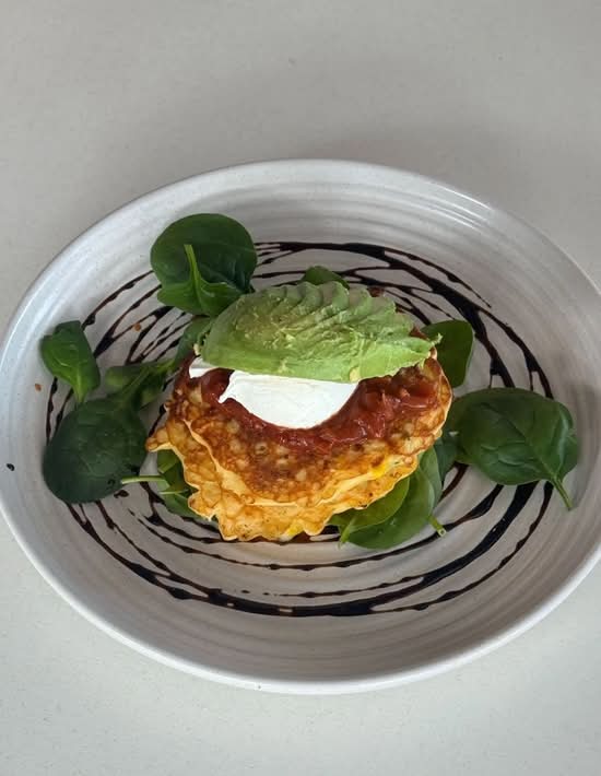 Sweet Corn and Zucchini Fritters Stack (V)
