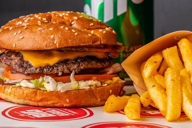 Deluxe Beef Burger, Snack Chips and 375ml can
