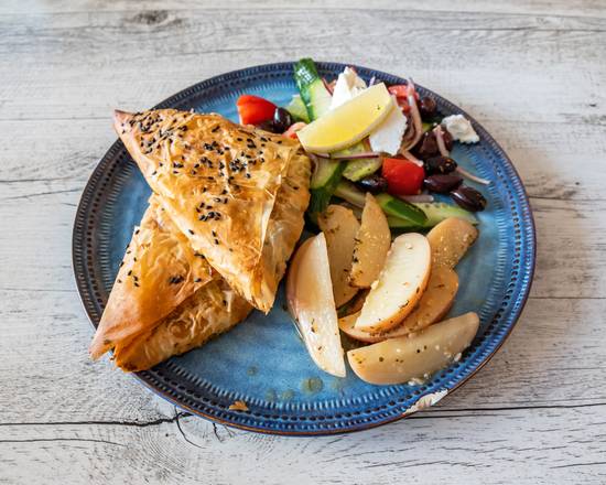 Traditional Spanakopita with Lemon Potatoes