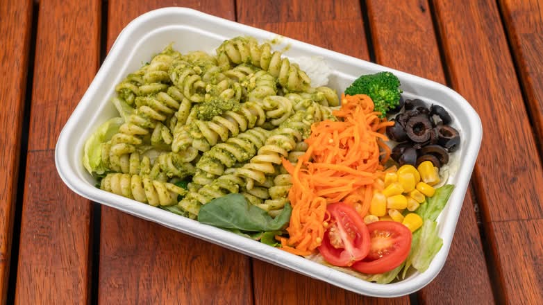 Basil Pesto Pasta Poke Salad
