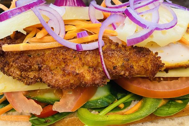 Toasted Chicken Schnitzel Turkish Roll