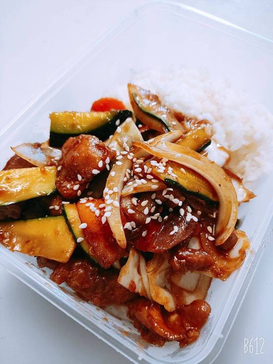 Chi Teriyaki Serving with Plain Rice