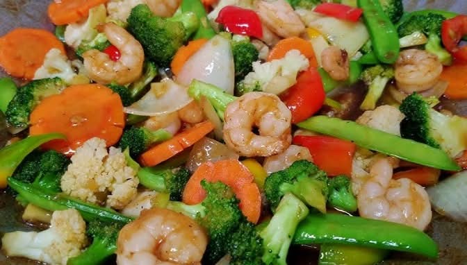 Garlic Prawns with Mixed Vegetables