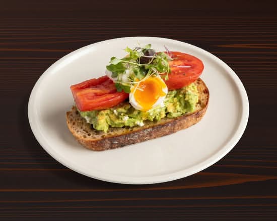 Avocado Smash, Poached Egg and Roasted Roma Tomato