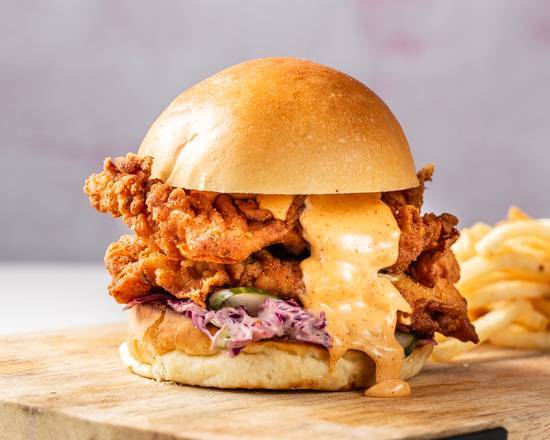 Chicken Burger Southern fried served with fries