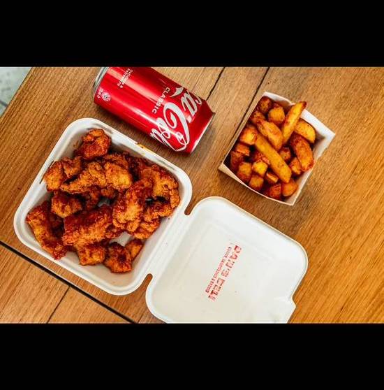 Combo: Popcorn chicken + Large Chips + A coke