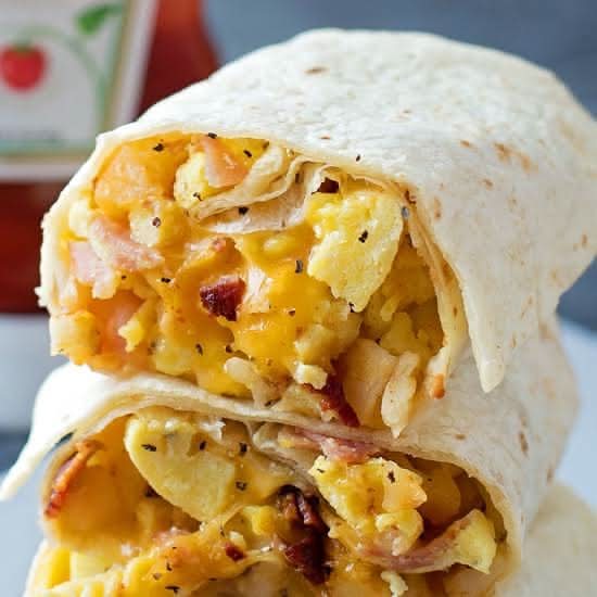 Bacon egg cheese hash brown wrap