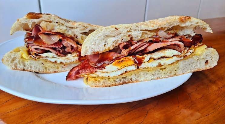 Bacon and Egg on Turkish Bread