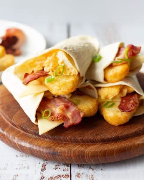 Bacon egg hash brown wrap