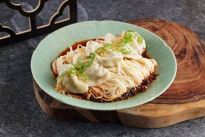 Pork Dumplings on Noodle with Hot Chilli Vinaigrette