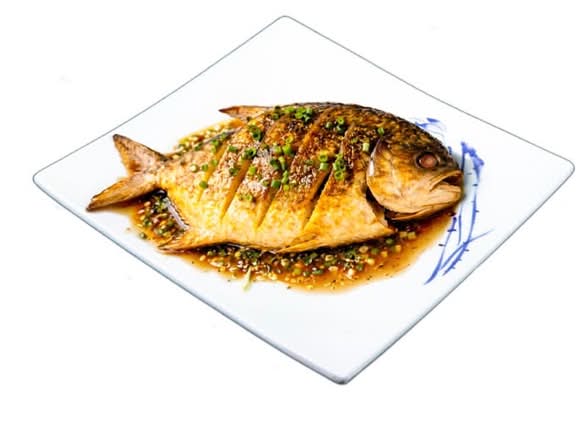 Flash Fried Golden Pomfret With Soy And Scallion Oil (I)