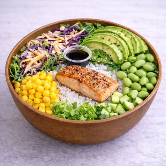 🔥🐟🥗 Grilled Salmon Poke Bowl
