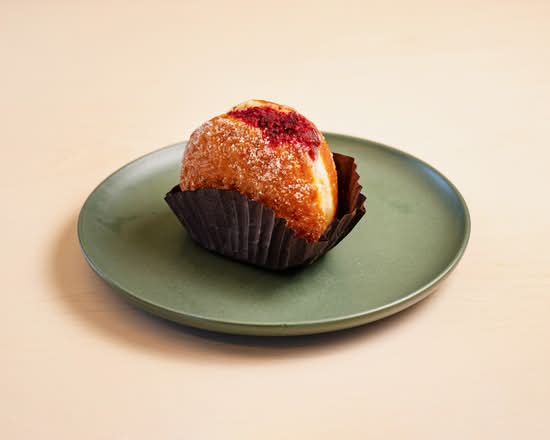 Raspberry Jam and Vanilla Custard Doughnut