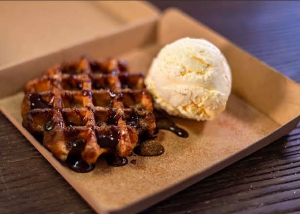 Belgian Waffle With Ice Cream