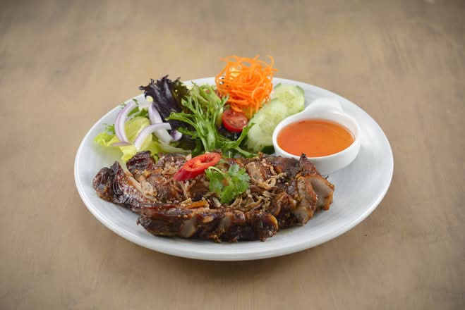 Thai BBQ chicken with egg noodles