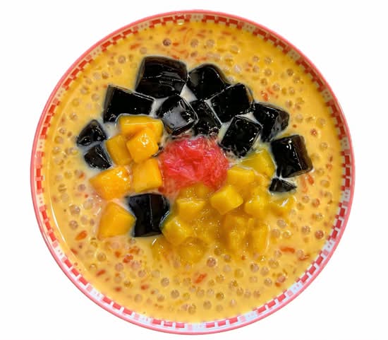 Mango, Grapefruit & Grass Jelly w Coconut Milk Sago