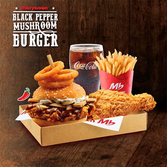 Black Pepper Mushroom Burger Regular Box Meal