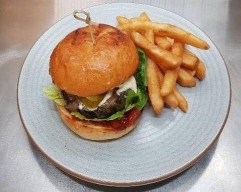 Angel Bay Beef Burger with chips
