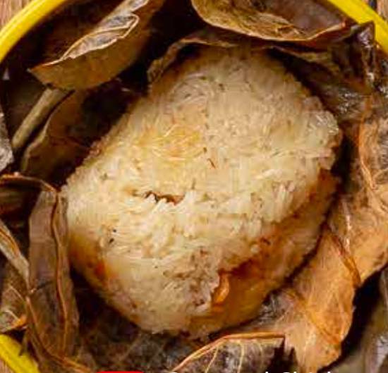 021 Steamed Chicken and Sticky Rice in Lotus Leaf