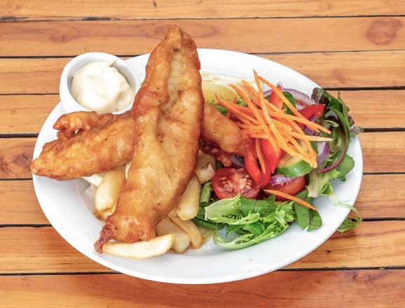 Beer Battered Fish & Chips + Free Can of Soft Drink or Chocolate Brownie