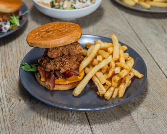 Loaded Southern Fried Chicken Burger with Chips
