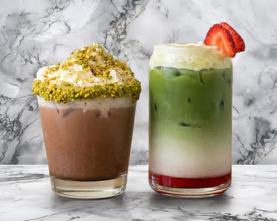 Strawberry Matcha and White Chocolate Foam