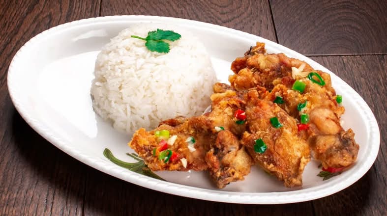 Salt and Pepper Chicken Ribs with Rice