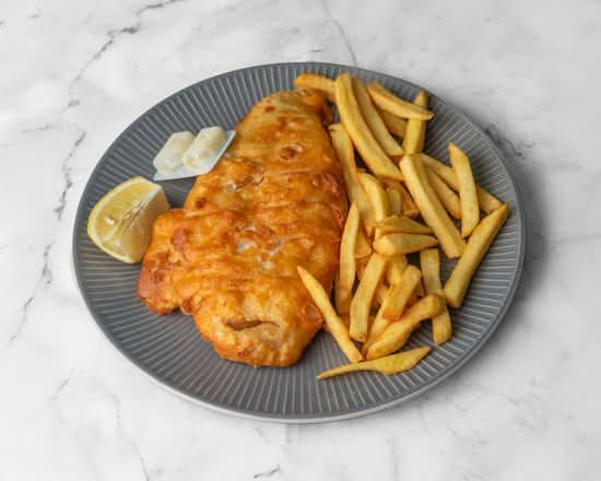 Battered Fish, Chips and Salad Meal (Imported)