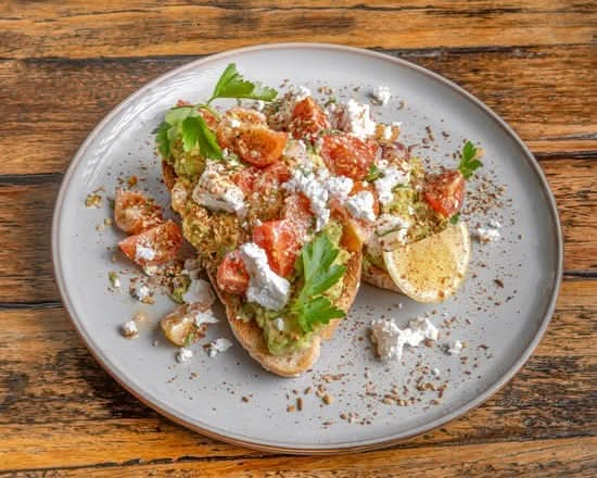 Smashed avocado bruschetta